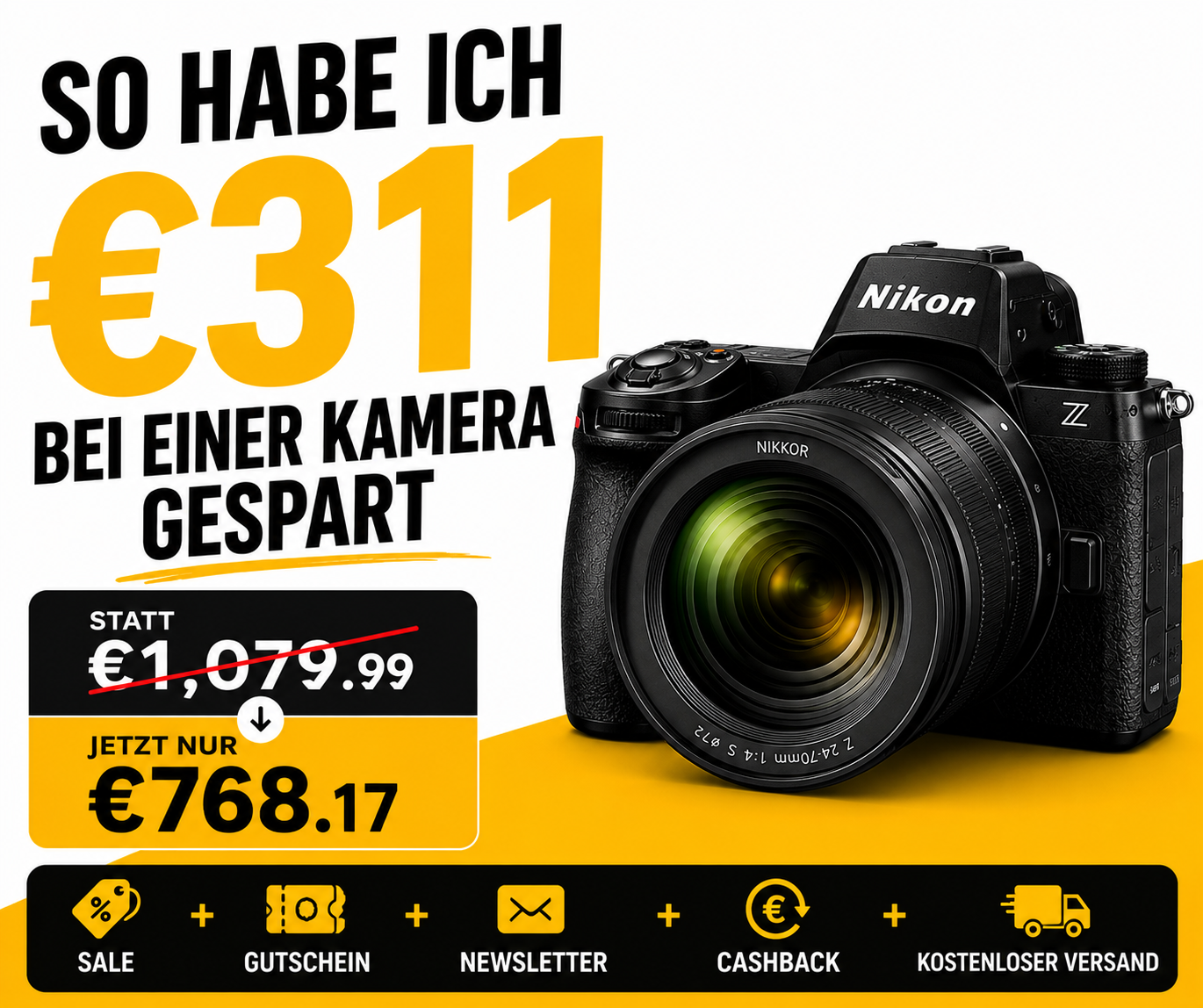 Wie ich mit einer einfachen Methode zum Kombinieren von Rabatten über 300 € bei einer Digitalkamera gespart habe