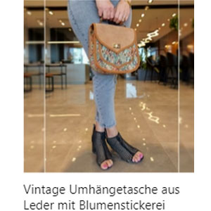 Bestickte Ledertasche
