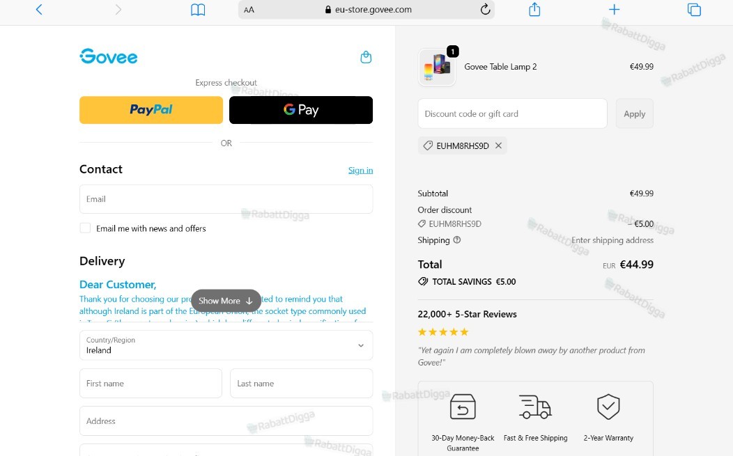 Erhalten Sie 5€ Rabatt Für Den Ersten Kauf Govee Gutschein Code