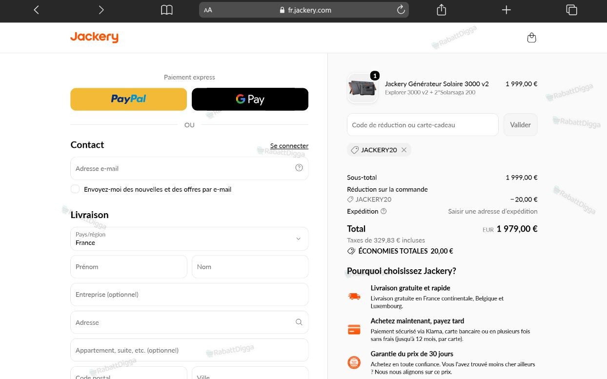 20€ Rabatt : Fr.jackery.com Rabattcode