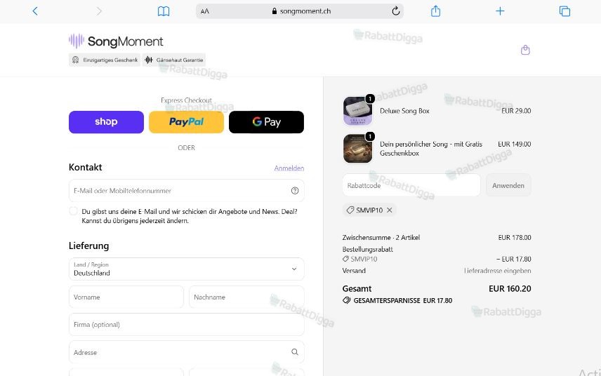 10% Rabatt Auf Das Gesamte Sortiment Mit Dem Songmoment-Gutscheincode
