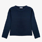 Marineblauer Wollpullover Für Damen
