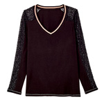 Schwarzes Pyjama-Oberteil