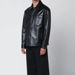 Schwarzes Leder-Overshirt